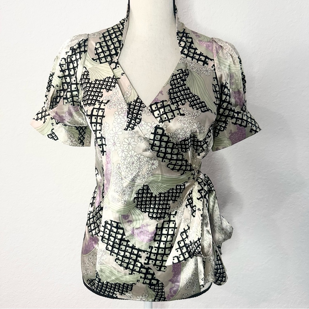 BCBGMaxazria Silk Feel Wrap Top